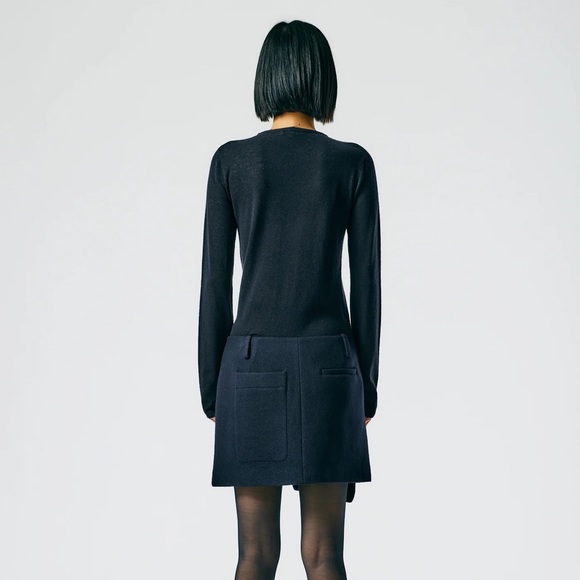 Tibi Boiled Wool Mini Skirt - Navy - size 8 - Picture 3 of 5